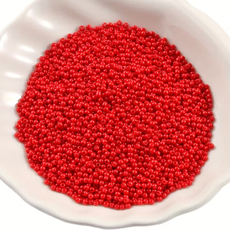 OJOS ABALORIOS ROJOS 2mm + 100 ALFILERES