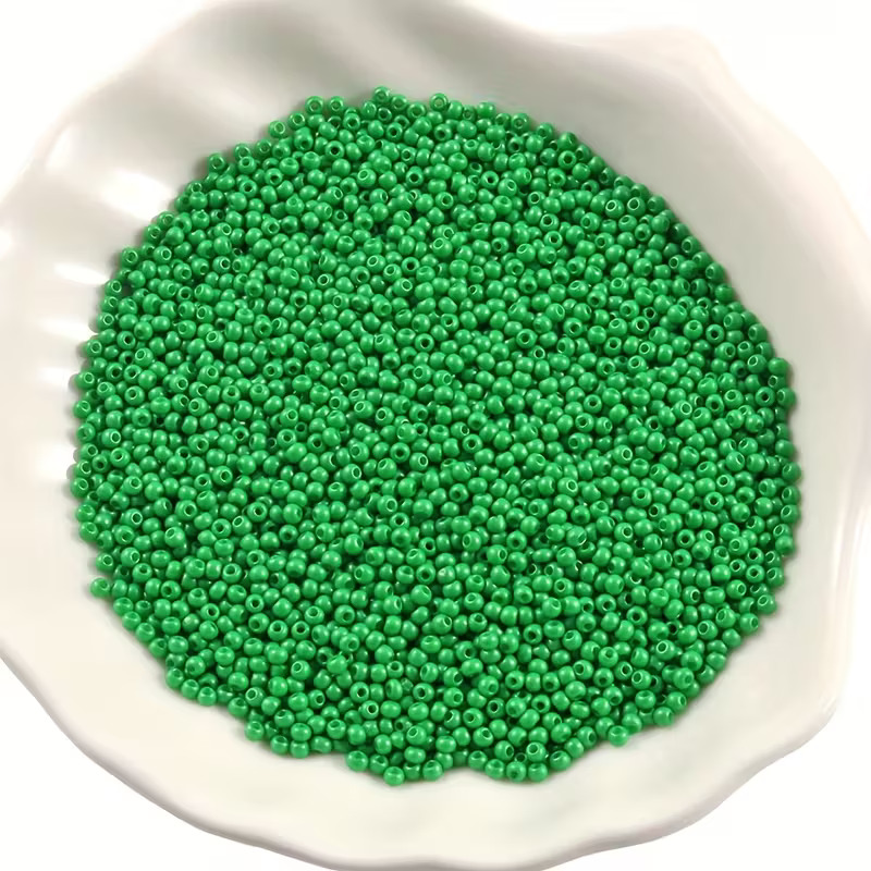 OJOS ABALORIOS VERDES 2mm + 100 ALFILERES