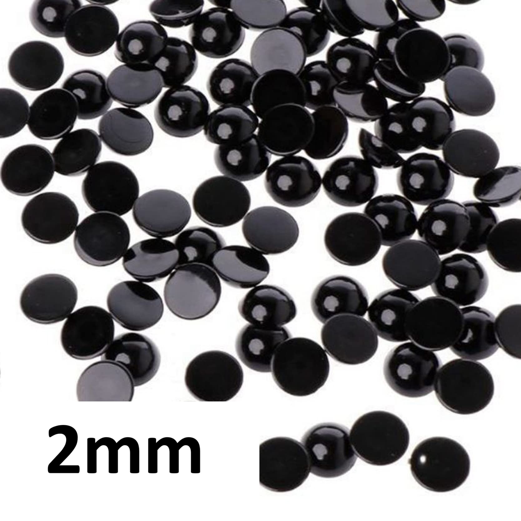 50 OJOS NEGROS REDONDOS 2mm