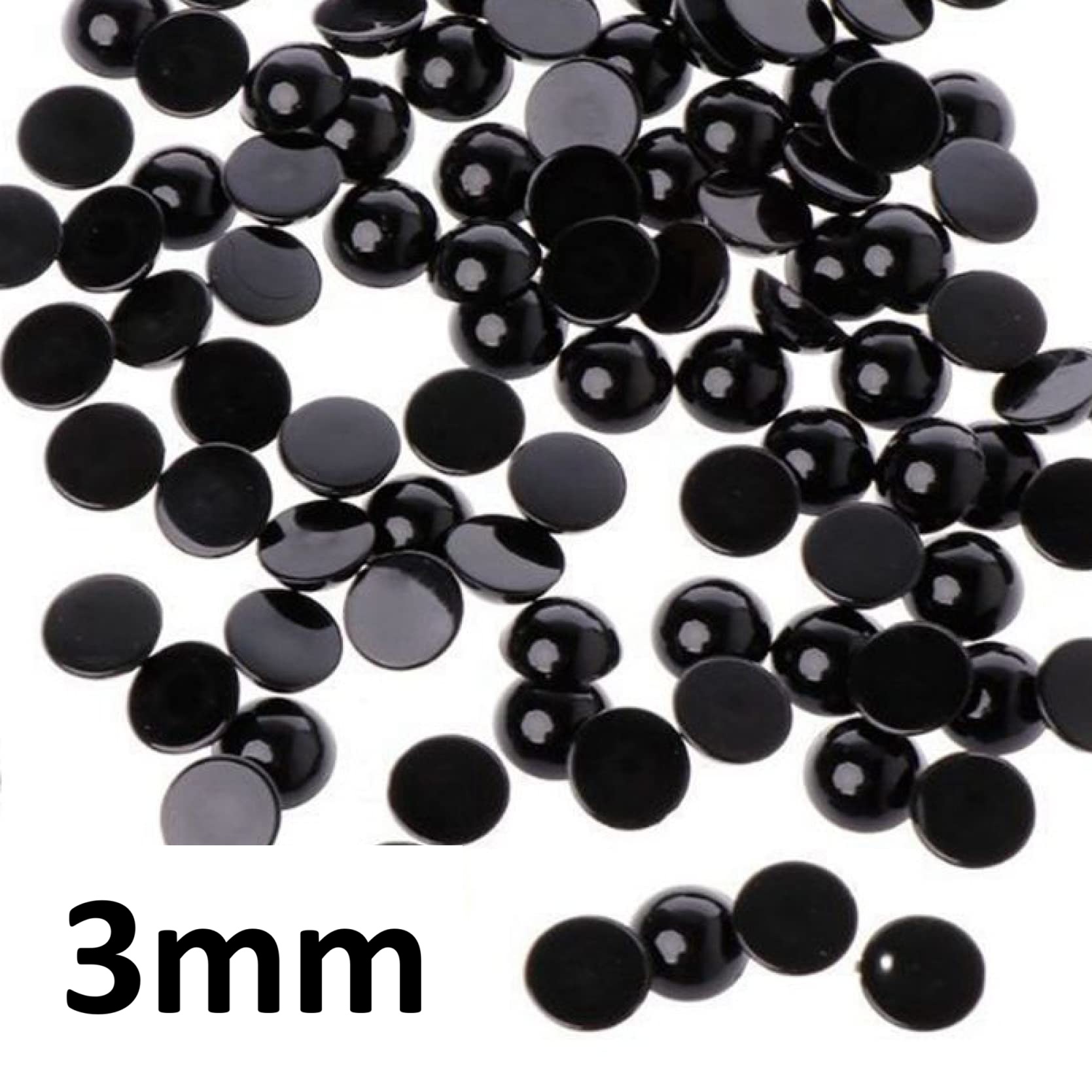50 OJOS NEGROS REDONDOS 3mm