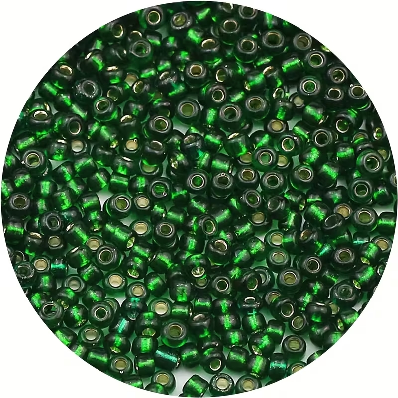 OJOS ABALORIOS 3mm VERDE CRISTAL + 100 ALFILERES