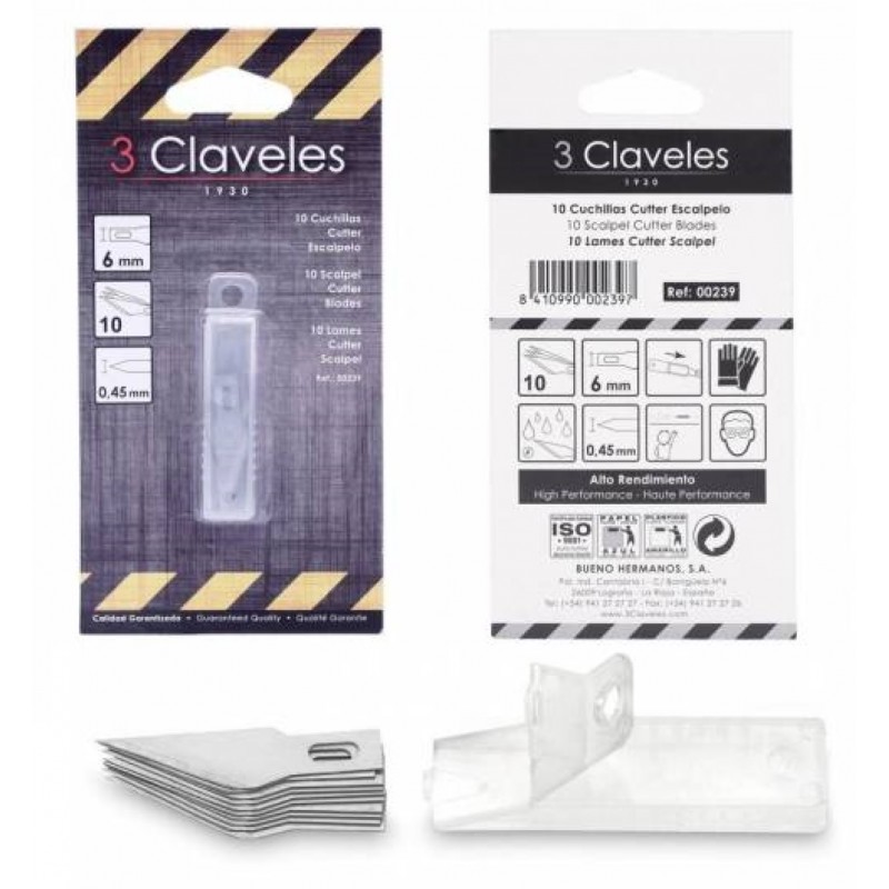 10 CUCHILLAS 3 CLAVELES PARA CUTTER-BISTURÍ